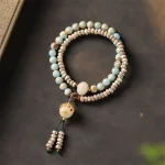 Mindful Mala Bracelet–Natural Bodhi Seed & Amazonite Beads - Image 3