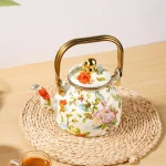 Vintage floral enamel teapot - Image 2
