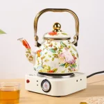 Vintage floral enamel teapot - Image 4