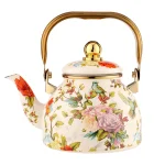 Vintage floral enamel teapot