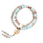 Mindful Mala Bracelet–Natural Bodhi Seed & Amazonite Beads - Image 2