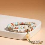 Mindful Mala Bracelet–Natural Bodhi Seed & Amazonite Beads - Image 4