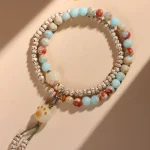 Mindful Mala Bracelet–Natural Bodhi Seed & Amazonite Beads - Image 6